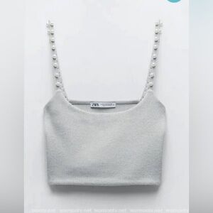 Zara Soft Feel Pearl Trim Camisole